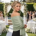 thumbnail image 4 of Pashmina Shawls Scarf for Women Large Silky Wraps for Evening Dress Bridesmaid Wedding Winter SageGreen, 4 of 7