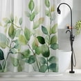 thumbnail image 2 of Watercolor Ombre Green Leaf Fabric Shower Curtain Plant Washable Shower Curtains for Bathroom, Waterproof Bath Curtain with Hooks Home Decor 72x72in, 2 of 8