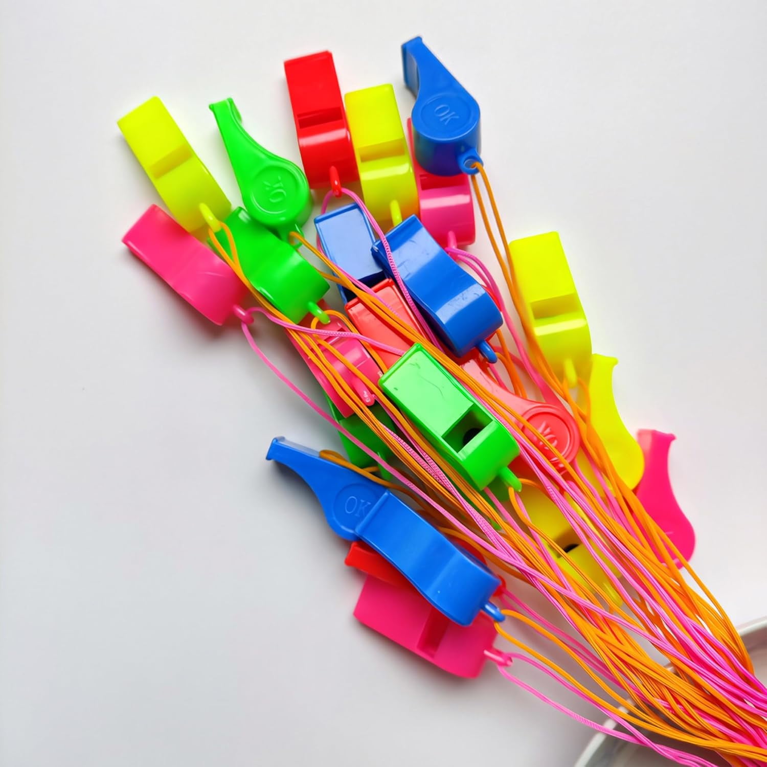 Bulk Whistles for Kids : 200 Plastic Whistles for Adults with Lanyard,Whistle Emergency Survival Loud,Whistles for Coaches Referee and Teachers,Whistles Bulk for Sports Events and Festival Activity