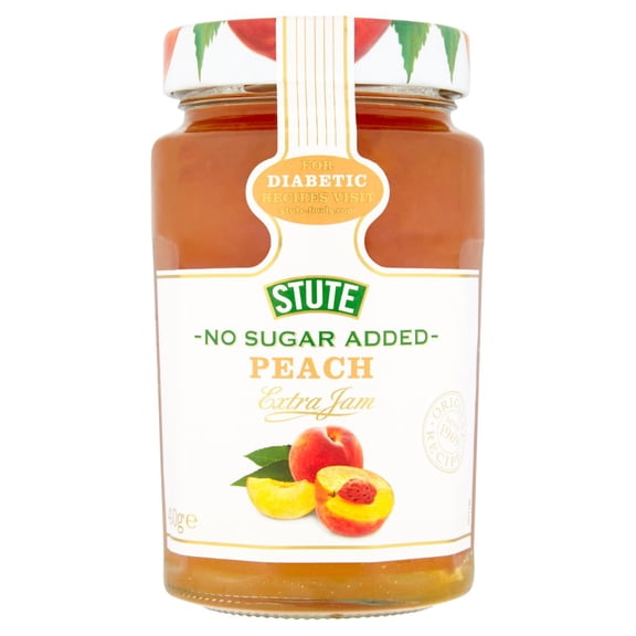 Stute No Sugar Added Peach Extra Jam 430g (pack of 6)