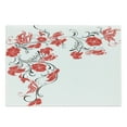 thumbnail image 1 of Abstract Cutting Board, Japanese Design Flowers Swirls Ivy and Leaves Butterflies Image, Decorative Tempered Glass Cutting and Serving Board, Large Size, Scarlet White, by Ambesonne, 1 of 1