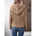 thumbnail image 4 of Sweaters for Women Casual Solid Long Sleeve Button Down Chunky Knit Hooded Sweaters Khaki S, 4 of 8
