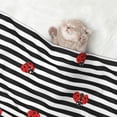 thumbnail image 2 of Yiaed Ladybugs on Black and White Striped Print Dog Blankets-Cat Blanket Washable for Couch Protection,Puppy Blanket, Soft Plush Reversible Throw Furniture Protector-Large, 2 of 8