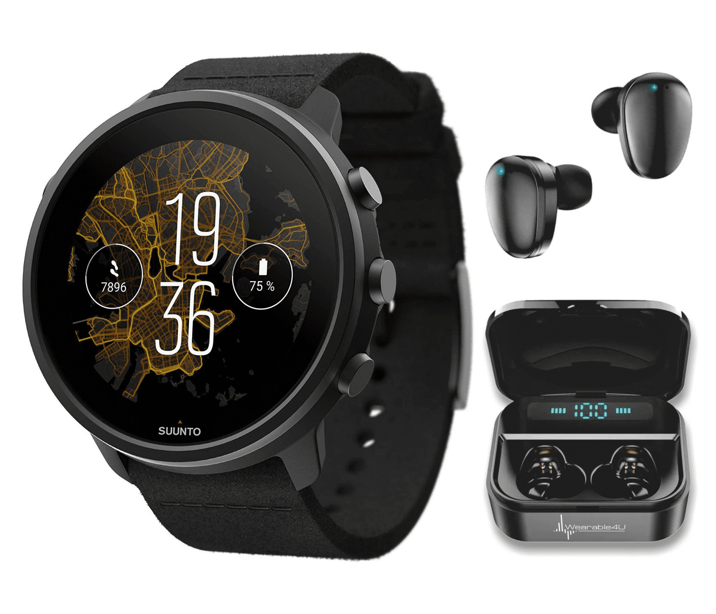 Suunto 7 GPS Sports Smart Watch, Black Titanium with Wearable4U Power Pack  Bundle