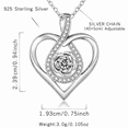 thumbnail image 4 of 925 Sterling Silver April Birthstone Necklace for Women, Rose Flower Heart Pendant Jewelry, Birthday Valentines Mother's Day, 4 of 6