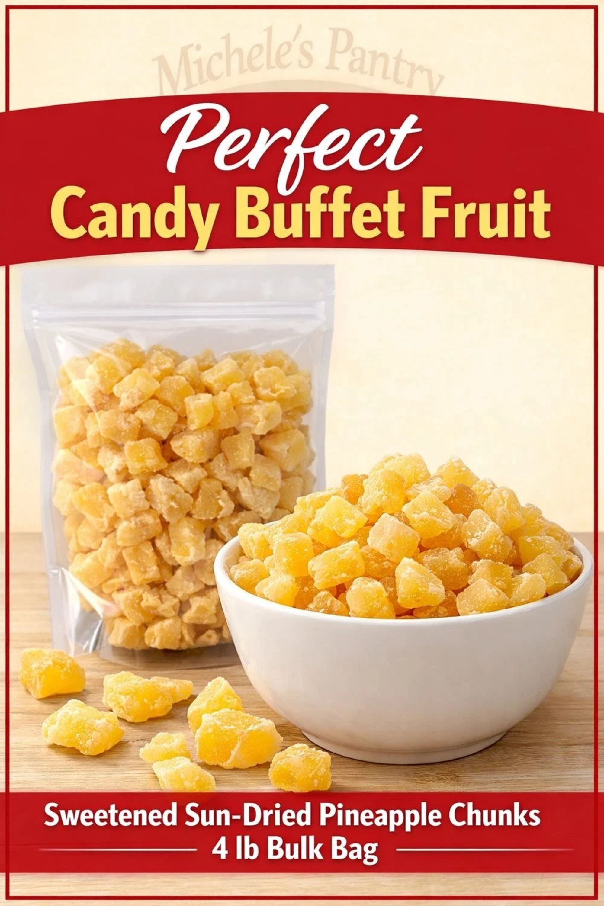 Michele's Pantry Sweetened Pineapple Dried Fruit Bites, 4 lb. Bag