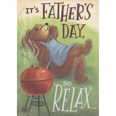 Designer Greetings Brown Bear Relaxing on Hillside Near Red Grill Funny / Humorous 3D Pop Up Father's Day Card