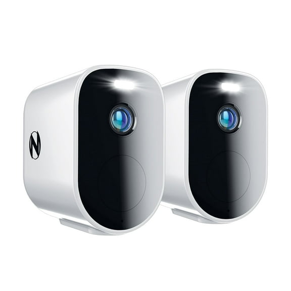 Night Owl Wire Free (Battery) 2K Spotlight Cameras with 2-Way Audio and Audio Alerts and Sirens - 2 Pack - White