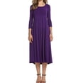 thumbnail image 1 of Generic 2025 Autumn New round Neck Half Sleeve Solid Color Wide Hem Dress, 1 of 1