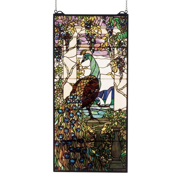 Meyda Tiffany 50562 Stained Glass Tiffany Window From The Tiffany Peacock Collection -
