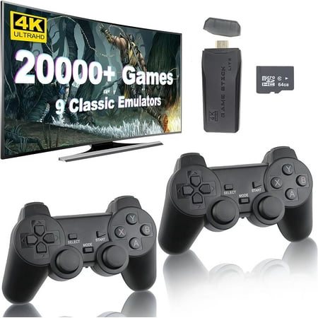 Retro Game Stick - Revisit Classic Games with Built-in 9 Emulators, 20,000+ Games, 4K HD Output, and 2.4GHz Wireless Controller for TV Plug and Play (64 G)