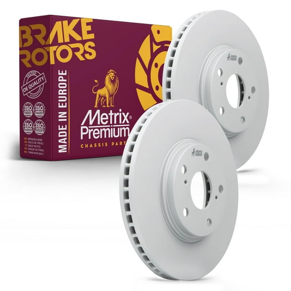 Metrix Premium Chassis Parts - 11.65 inch (296mm) 2 PC Front Coated Vented Disc Brake Rotor Fits 1999-2003 Lexus RX300, 2002-2004 Toyota Camry, 2004-2006 ES330, Replacement 96820FZN Made in Europe