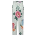 thumbnail image 5 of Floral Bird Pattern Pretty Pastel Winter Female Pants Flannel High Waist Women Pants Lady Warm Straight Leg Plush Trousers, 5 of 7