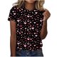 thumbnail image 1 of Camisetas Casuales de Mujer Día de San Valentín Impreso Cuello Tripulado Manga Corta, Top de Moda para la Fiesta Y Diario, 1 of 8
