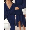 thumbnail image 5 of DARING DIVA Chiffon V-Neck Midi Cocktail Dress XL Navy Blue, 5 of 6