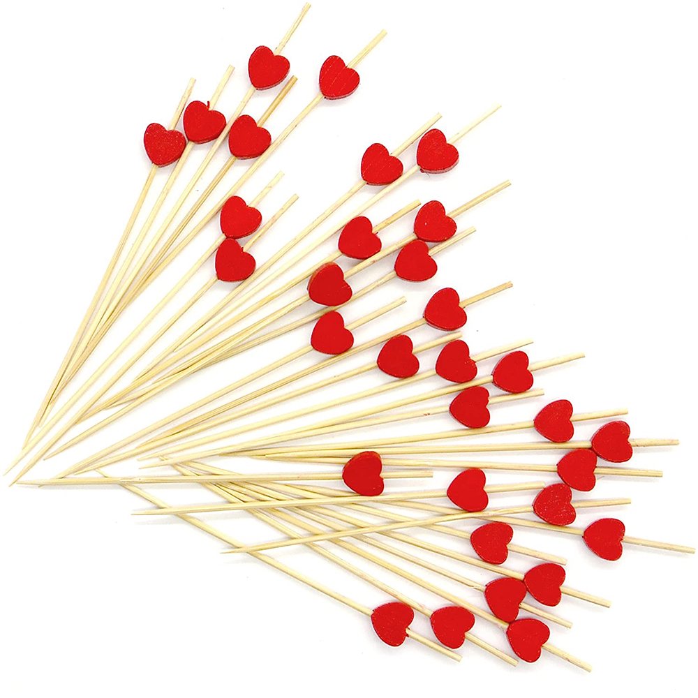 100 count Bamboo Cocktail Picks Multicolor Decorative Fruit Skewers Bamboo Toothpicks for