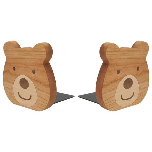 MasteelfCA 2pcs Cartoon Bear Shaped Bookends Wooden Book Stands Creative Bookends