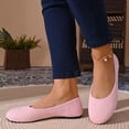 thumbnail image 4 of Women Slip on Casual Shoes Solid Color Round Toe Flat Comfortable Loafers Flock Upper Daily Walking Commuting, 4 of 7