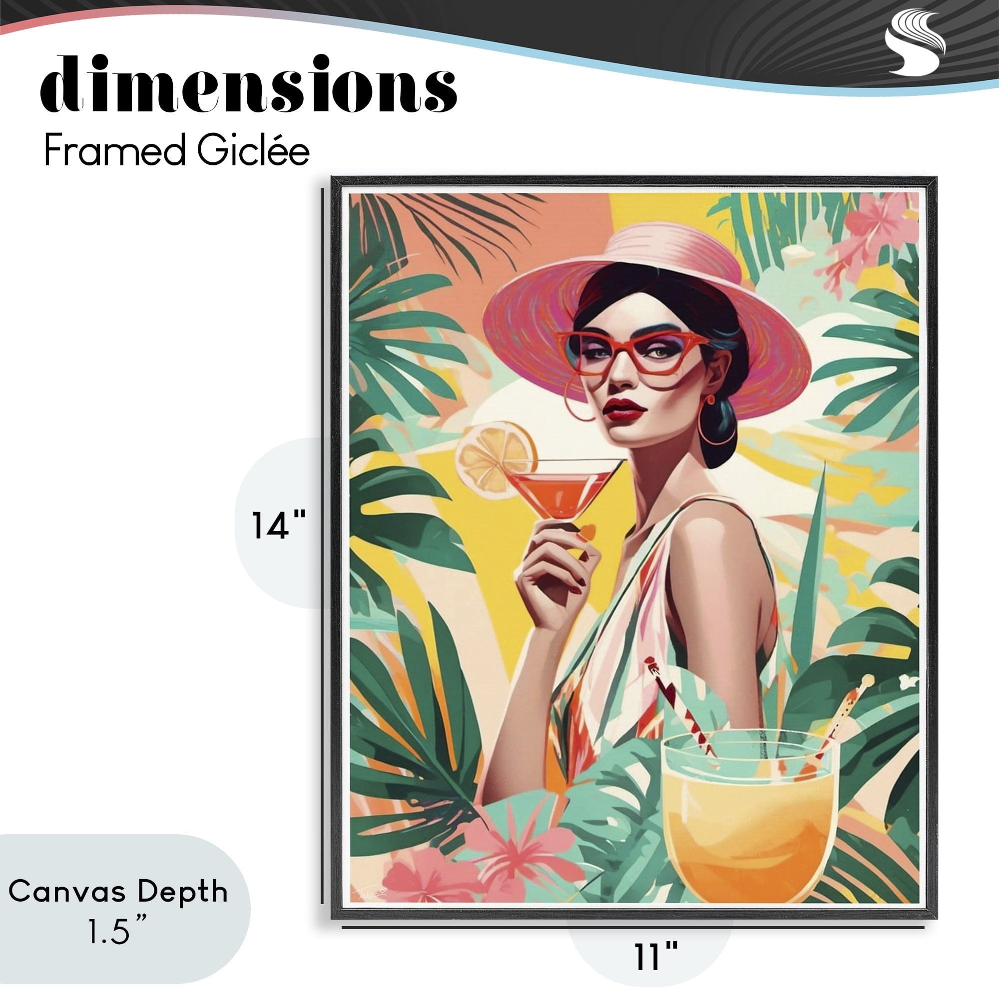 Stupell Industries Exotic Summer Cocktail Black Framed Giclee Art, design by Tabz Jones