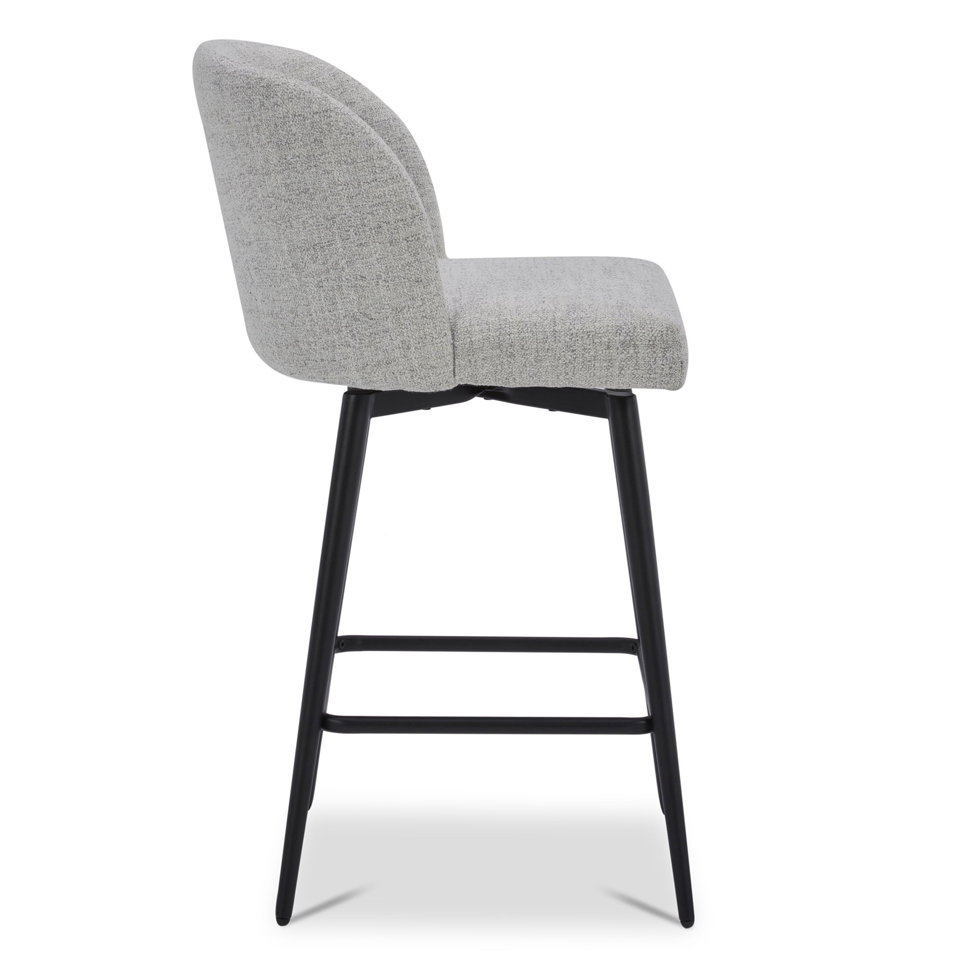 CHITA 27" Swivel Upholstered Counter Bar Stools set of 3 with Back & Metal Legs, Fabric in Cloud