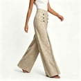 thumbnail image 4 of Ailaofu Women's Fall High Waist Jacquard Wide Leg Pants Button Formal Palazzo Trousers for Evening and Workwear, 4 of 6