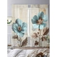 thumbnail image 2 of Teal Broccoli Sheer Curtains 84 inches Long 2 Panels Set Rustic Farmhouse Flower Leaf Retro Brown Sheer Window Curtain Rod Pocket Voile Drapes for Living Room/Bedroom, Each 52" W x 84" L, 2 of 7