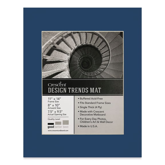 Crescent Pre-Cut Mat - Bottle Blue, 11" x 14" (7-1/2" x 9-1/2" Opening)