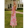 thumbnail image 3 of Women's Pink Abstract Floral Print Shirred One Shoulder Maxi Dress for Summer | [ZhiHiMeRi] | (US 12-14)L, 3 of 12