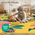 thumbnail image 4 of ODIKA 9'x12' Yellow Vibrant Floral Elegance Decorative Washable Area Rug Lush Botanical Patterns with Summer Blossoms for Great Room, Indoor Concept, Large Living Low Pile, Flatwoven, 4 of 7
