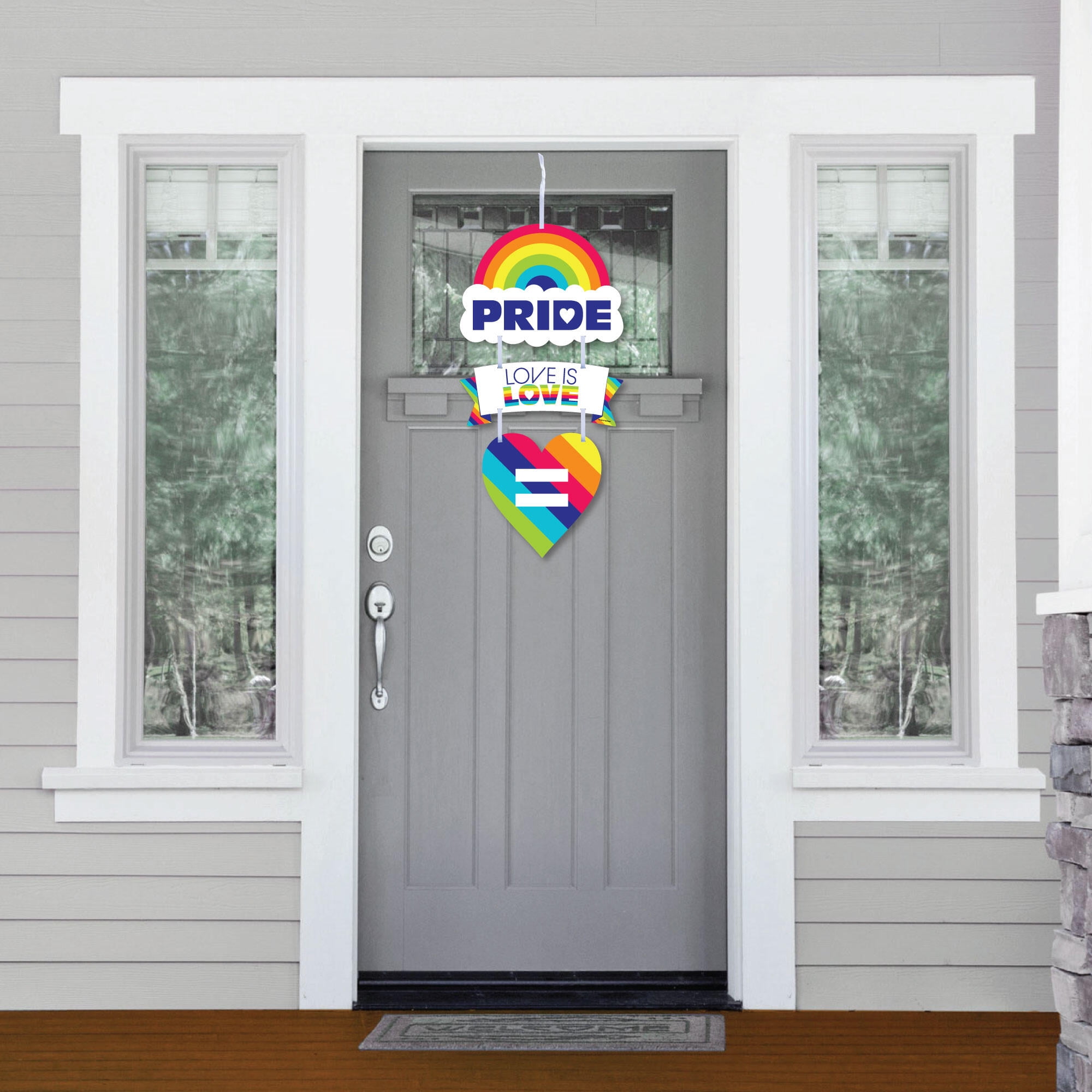 Big Dot of Happiness Love is Love - Gay Pride - Hanging Porch LGBTQ Rainbow  Party Outdoor Decorations - Front Door Decor - 3 Piece Sign