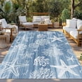 thumbnail image 2 of Haze Blue Coastal Outdoor Rug for Patio/Deck/Porch, Non-Slip Large Area Rug 5 x 7 Ft, Summer Beach Nautical Starfish Coral Vintage Indoor Outdoor Rugs Washable Area Rugs, Camping Rug Carpet Runner, 2 of 8