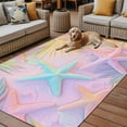 thumbnail image 2 of Fsddascl Summer Pink Romantic Beach Outdoor Rug for Patio/Deck/Porch, Non-Slip Large Area Rug 5 x 8 Ft, Tropical Leaf Ocean Starfish Indoor Outdoor Rugs Washable Area Rugs, Camping Rug Carpet, 2 of 5