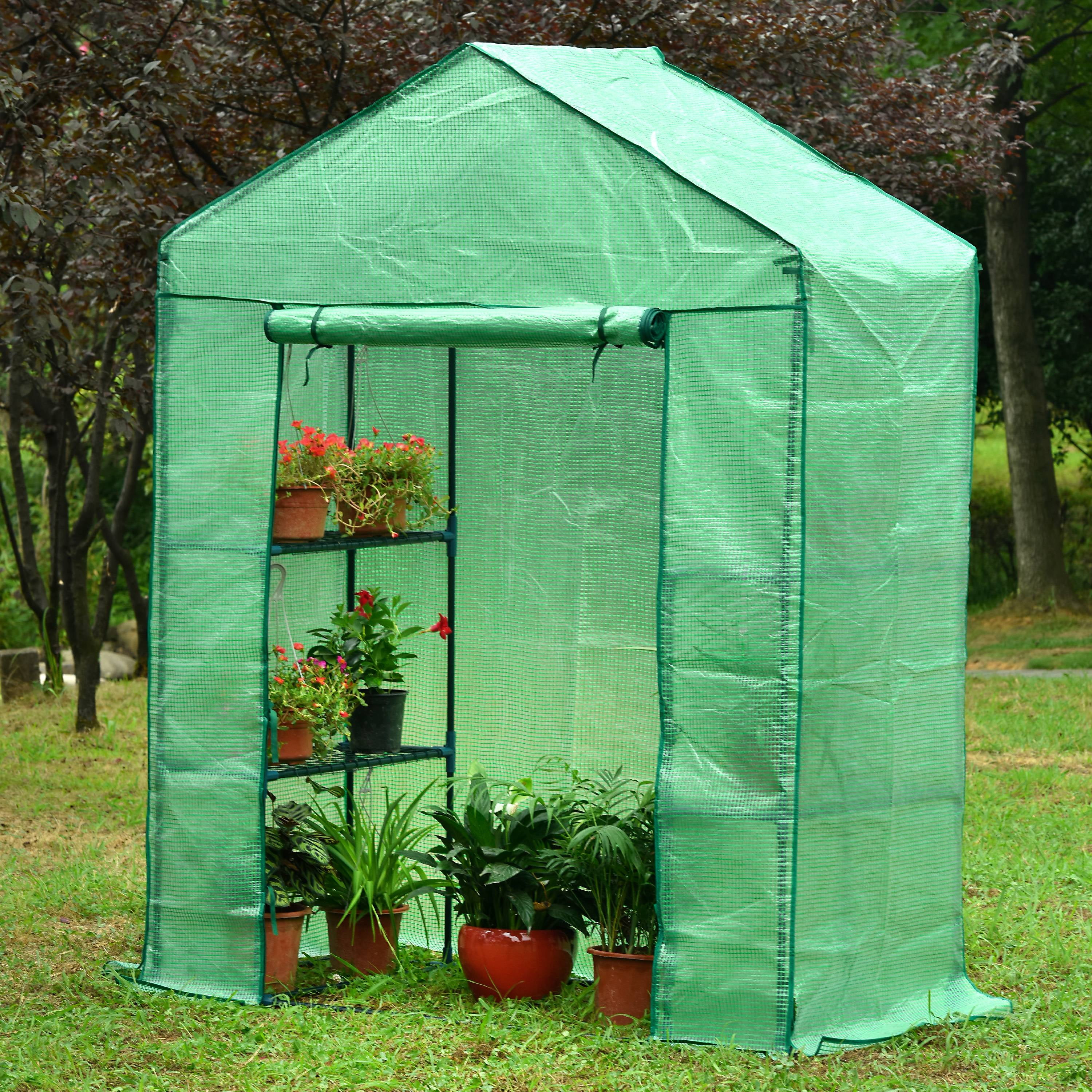 Genesis 61" L x 28" W x 79" H Portable Walk In Greenhouse with Heavy Duty Opaqua Cover