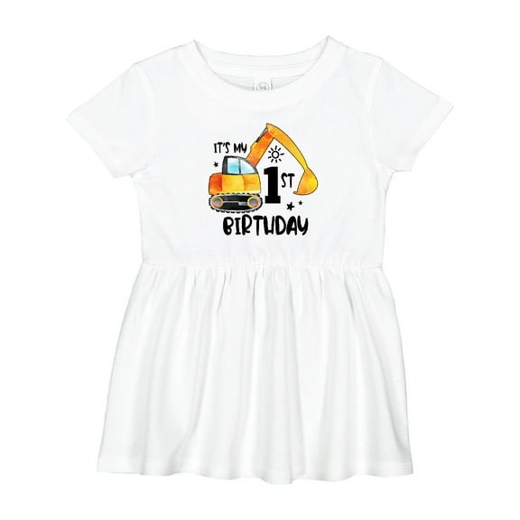 Inktastic Construction Truck It's My 1st Birthday Girls Baby Dress