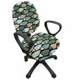 thumbnail image 1 of Underwater Office Chair Slipcover, Digitally Generated Fish with Colorful Splatters Sea Element, Protective Stretch Decorative Fabric Cover, Standard Size, Charcoal Grey Multicolor, by Ambesonne, 1 of 5
