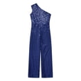 thumbnail image 3 of Kaerm Kids Girls Sparkle Sequin Gymnastics Dance Leotard One Shoulder Sleeveless One Piece Unitard Navy Blue 16, 3 of 5