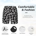 thumbnail image 3 of Yiaed Black Leopard Print Mens Swim Trunks Bathing Suit Compression Liner Beach Swim Shorts Swimwear Quick Dry Zipper Pocket No-Chafing Board Short-Large, 3 of 6