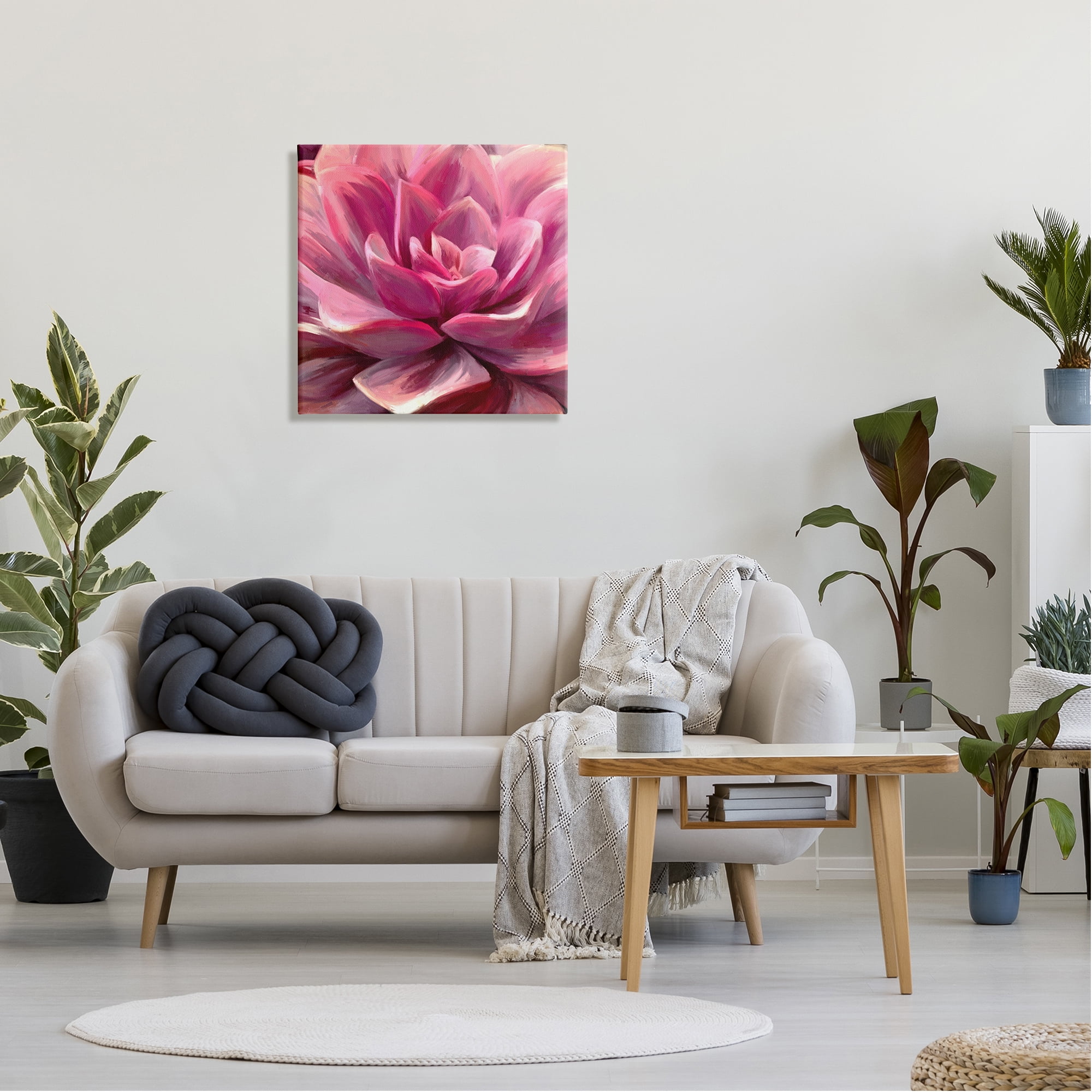 Stupell Industries Pink Succulent Leaves Botanical & Floral Painting Gallery Wrapped Canvas Print Wall Art, 24 x 24