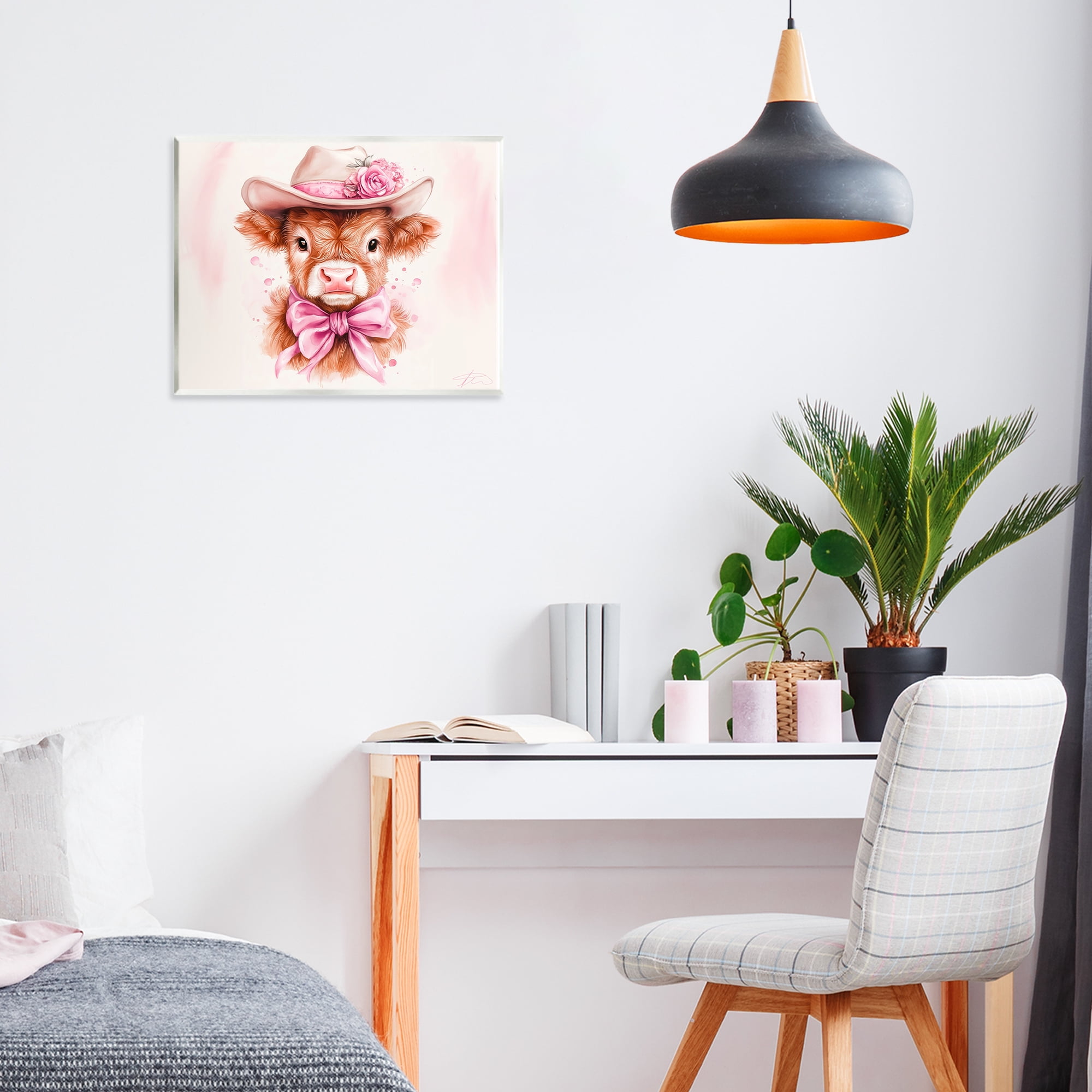 Pretty In Pink Cow Wall Plaque Art, design by Shawna Stewart