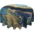 thumbnail image 1 of Nappe Ronde Bleue en Marbre 60 Pouces Lavable Réutilisable Décoration pour Cuisine Fête, 1 of 1