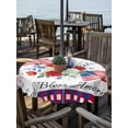 thumbnail image 2 of Outdoor Tablecloth with Umbrella Hole for Patio/Picnic/Party/Camping, 250th Anniversary Floral Waterproof Table Cloth Round Cover Washable, Red Blue Stars 4th of July (Dia 60"), 2 of 9