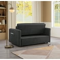 thumbnail image 3 of Noodeniya 55" Corduroy Twins Pull Out Sofa Bed with 2 Large Side Pockets and USB, Convertible Sleeper Couch, Loveseat for Small Place, Grey, 3 of 16