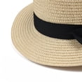 thumbnail image 4 of Fewfanhot Women Wide Brim Straw Boater Hat UPF Sun Protection Foldable Beach Fedora with Rhinestone Buckle Ribbon, 4 of 7