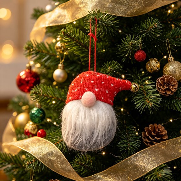 Christmas Tree Ornaments Xmas Hanging Decorations, Cute Mini Pendants for Holiday Window Wreath, Polyester Non-Woven Fabric, Sturdy Cord Easy Hang, Boho Cottagecore Style