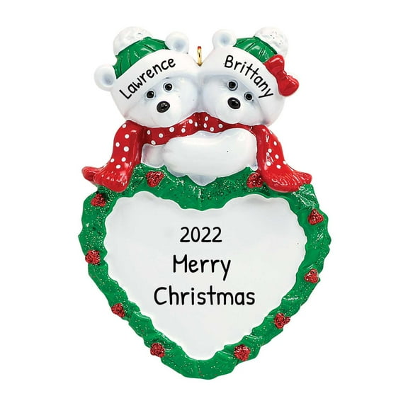 Ornaments by Elves Personalized Polar Bear Couple Christmas Tree Ornaments 2024 .25lbs