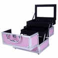 thumbnail image 6 of Olurrisa Aluminum Makeup Train Case with Mirror, Expandable Cosmetic & Jewelry Organizer Box, Lockable Handle for Travel, Pink, 6 of 8
