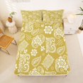 thumbnail image 5 of jejeloiu Vintage Paisley Queen Sheets For Men Women,Retro Print Queen Sheet Sets,Mustard White,4 Pieces,1 Flat Sheet, 1 Fitted Sheet and 2 Pillowcases, 5 of 6