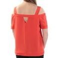 thumbnail image 2 of bar III Womens Fringed Trim Knit Blouse, Orange, Small, 2 of 2