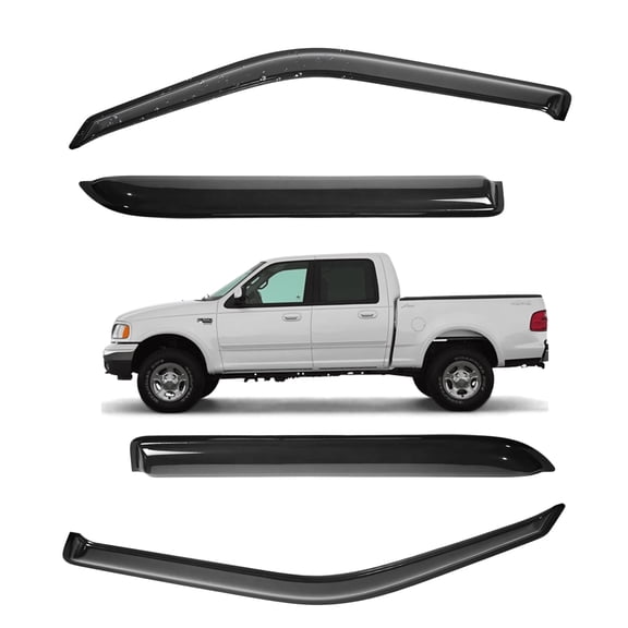 Smoke Window Visors Fits 01-03 Ford F150 Crew Cab & Lincoln Blackwood Acrylic US