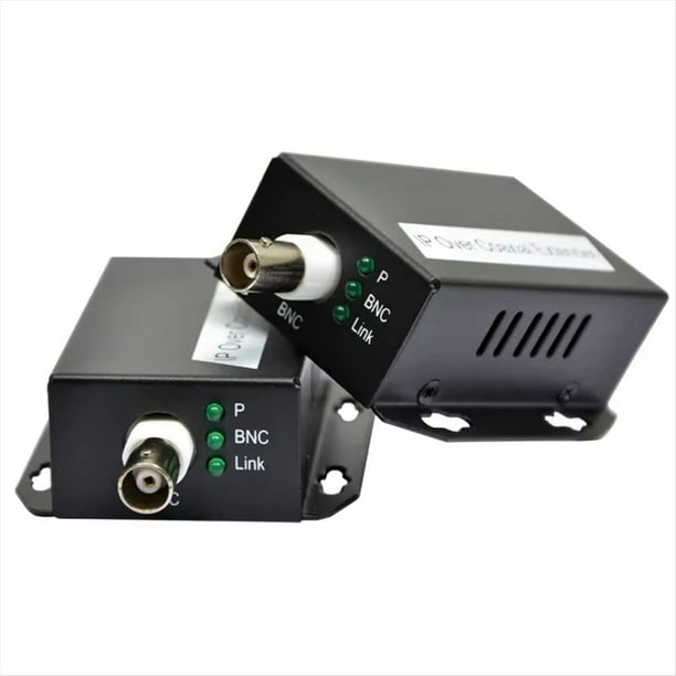 Extensor Ethernet IP de 1 Par Sobre Cable Coaxial HD, Kit de Red EOC, Extensor de Transmisión por Cable Coaxial para Cámaras de Seguridad CCTV.